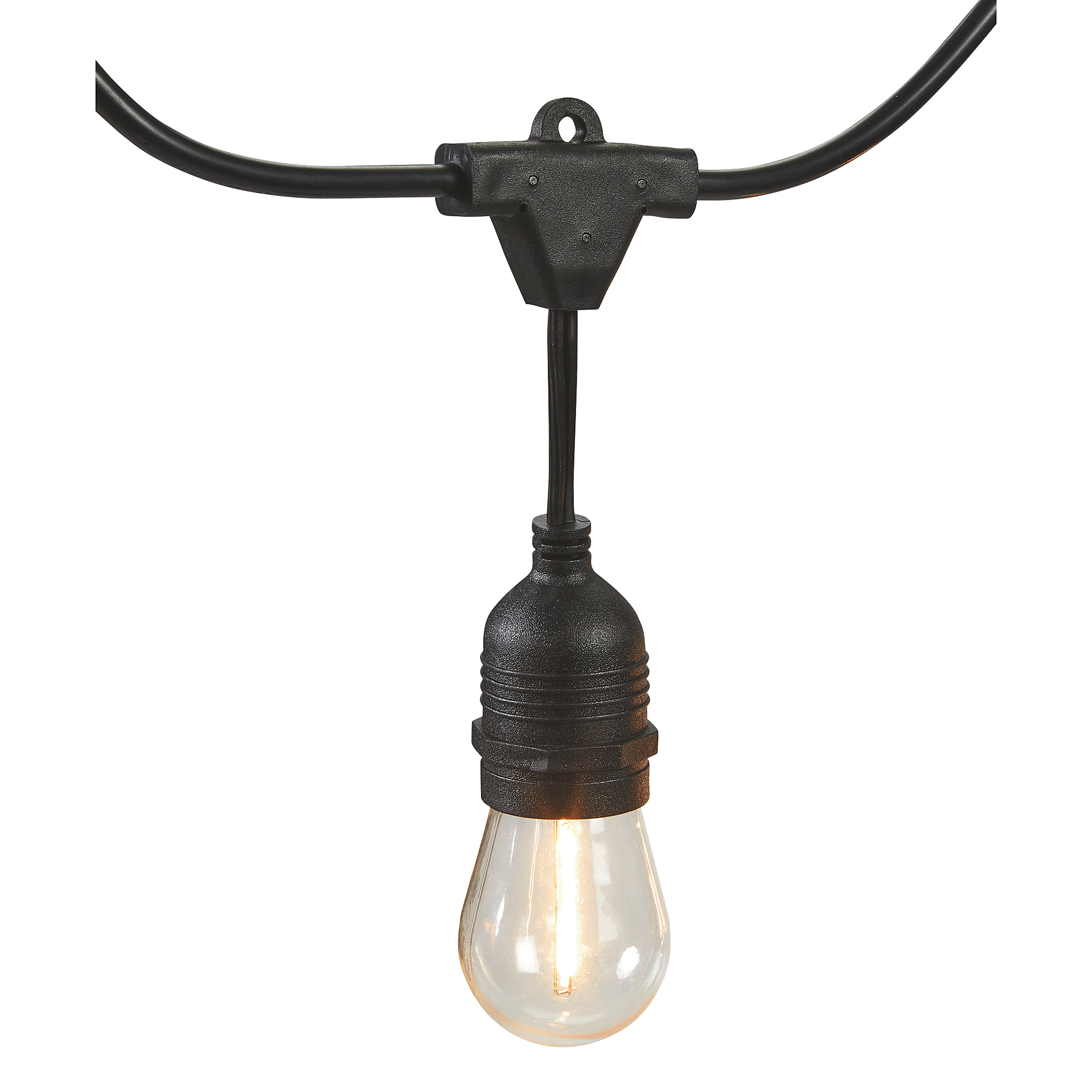Ironton 24ft. String Light Set, 12 Shatterproof PET S14 Bulbs, 2700K, 120V, SJTW 18/2 AWG, IP65, Linkable Up to 25 Sets, Indoor/Outdoor, Spare Bulbs